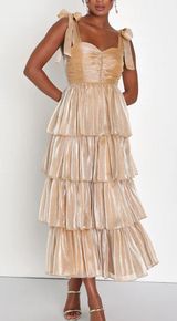Lulus Gold Midi Dress Photo 0