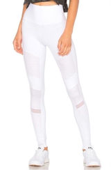 ALO YOGA White Moto Leggings XXS Mesh Workout Athleisure‎ Airbrush Photo 0