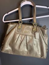 Coach Ashley Satchel Style F15513 Metallic Bronze Leather Carryall Shoulder Bag Photo 0