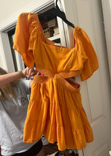 Yellow Cut Out Mini Dress Photo 0