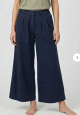 YFB Super Wide Leg Flowy Linen Blend High Waisted Pants Navy Blue XS Photo 0