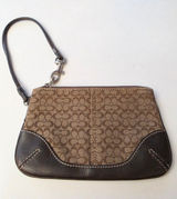 Coach Brown Signature Wristlet Fabric and Leather Photo 0