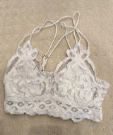 Free People FP One White Crochet Lace Bralette Halter Festival Boho XS Photo 0