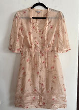 Y2K Vintage Victoria's Secret Pink Floral Retro Silk Button Front Dress Medium Photo 0
