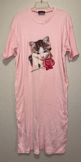 Vintage 80s Cat Rose Mumu Long Shirt Dress cottagecore granny shirt dress Photo 0