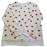 Colsie Womens Pink Red Lipstick Kiss Print Crewneck Sweatshirt Large‎ NEW Photo 0