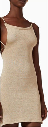 NWT ALOHAS Campbell Glim Knit Mini Dress Women's L‎ Gold Metallic Party Photo 0