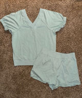 Another Love sage v neck shirt and short set Photo 0