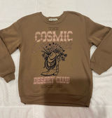 Cosmic Cowgirls Brown Graphic Crewneck Sweater Photo 0