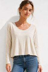 We The Free Cream White Oversized Long Sleeve Top Boho Slouchy Free People M Photo 0