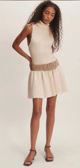 Free People Millie Ribbed Sweater Mini Dress White Swan NWT XL‎ Boho Coastal Photo 0