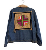 Vintage Denim‎ Jacket Women's Small Embroidered Southwestern Collar Zip Up Small Photo 0