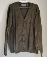 Oscar de la Renta Olive Green 90s Grandpa Button Front Cardigan Size XXL Photo 0