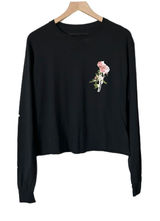 Taylor Swift Long Sleeve Crop Top 100% Cotton Black Rose Graphic Lover Era Med Photo 0