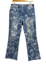 Seven7 Women Pathway Floral Kick Flare Jeans Blue White Raw Hem Size 8 Boho Photo 0