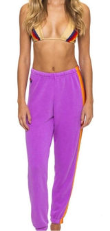 Aviator Nation Sweatpants Women Small Purple Good Rainbow Stripe Joggers Photo 0