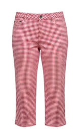 Lee Women's Red & White Gingham Check Capri Pants Cropped Size 12 Photo 0