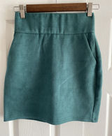 Azalea Wang Faux Suede Mini Skirt Womens‎ Size S Teal Green High Waist Pockets Photo 0