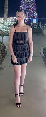 Main Strip Skirt Set Black Fringe S Photo 0