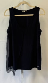 Calvin Klein Jeans Asymmetrical Sheer Layered V-Neck Tank Top Med Office Photo 0