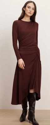 NEW Veronica Beard Theodora Midi Dress Raisin Red Size Small Photo 0