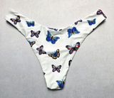Zaful White Butterfly Thong Swim Beach Cheeky Flirty Boho‎ Bikini Bottom L Large Photo 0