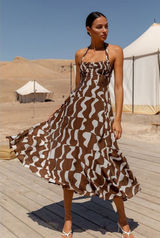 NWT Astr The Label Brown Mariella Halter Maxi Dress Size XS Photo 0