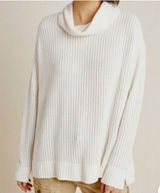 Anthropologie Vanna Cowl Neck Ribbed Sweater‎ Ivory Long Sleeves Women’s Sz M Photo 0
