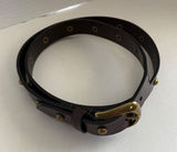 Lucky Brand Womens Leather Belt Large Brown Studded Brass Buckle Western Boho Photo 0