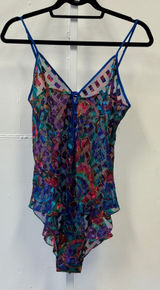 Vintage Victoria's Secret Gold Label‎ Bodysuit Floral Metallic Sheer Blue M 90s Photo 0