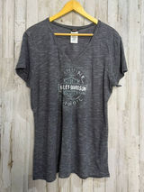 Harley-Davidson Women's XL Gray V-Neck T-Shirt Vintage Cherokee NC Photo 0