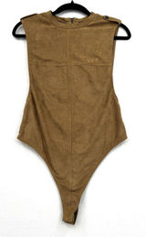 Rehab Brown Faux Suede Deep Side Tank Bodysuit Western Streetwear Moto Y2K Sz S Photo 0