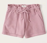Abercrombie soft a&f sweat shorts paperbag waist high rise mauve dusty rose Photo 0