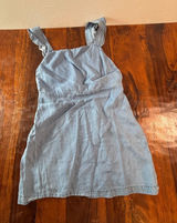 Zara Woman Premium Denim Tencel Pinafore Dress Light Wash Blue Ruffle Straps M Photo 0