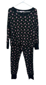 Victoria’s Secret Black Floral Thermal Pajama Set size M Photo 0
