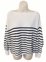 French Connection XS White Black Stripe Knit Boat Neck Sweater Cotton Photo 0