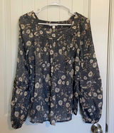 NWOT | Lauren Conrad women’s long sleeve square neck floral blouse —‎ small Photo 0