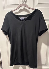 Jones New York Signature Women's Black V-Neck Short Sleeve Blouse Top Size L‎ Photo 0