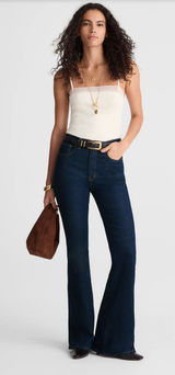 NEW Madewell The Stretch Flare Jean Rinse Wash Dark Blue High Rise US 26 Photo 0