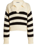 Sincerely Jules Black and Tan Striped Sweater Size Medium NWOT Photo 0