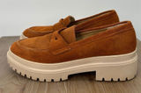 Patina Womens Chunky Brown Suede Leather Lug‎ Sole Penny Loafers Size 11 Photo 0