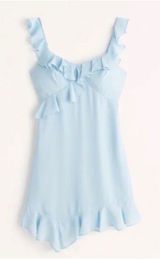 NWT Abercrombie & Fitch Asymmetrical Ruffle Mini Dress in Light Blue Size Large Photo 0