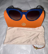 Tory Burch Blue Frame Sunglasses with Orange Case Photo 0