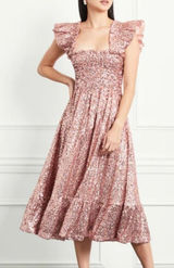 Hill House The Ellie Rose Gold Sequin Nap Dress XXS Photo 0