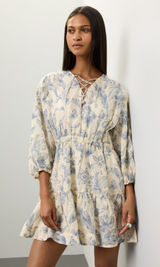 SANDRO Off White Floral Lace Up Neck Tie Mini Josella Dress Size Small Photo 0