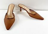Anne Michelle Scarlet Pointed Toe Mesh Mule Kitten Heel Shoes Brown 9 Photo 0