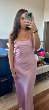 Pink Maxi Satin ZARA Dress Photo 0