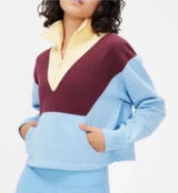Outdoor Voices Pickup Colorblock Cropped Half-Zip Sweatshirt Small Cotton Terry Photo 0