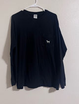 PINK Victoria's Secret Black Long-Sleeve Pocket Tee with Dog Logo Photo 0