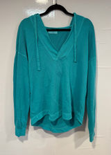 Old Navy Teal beachy tunic length V-Neck Hoodie Sweatshirt Photo 0